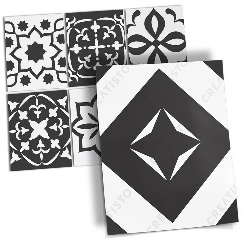 Musterfolie Fliesenaufkleber Set [rechteckig] - Design: Schwarz zu weiß
