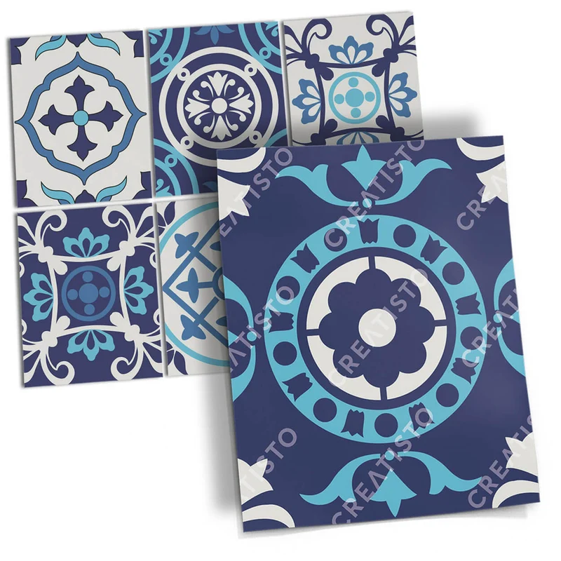 Musterfolie Fliesenaufkleber Set [rechteckig] - Design: Blue Dreams