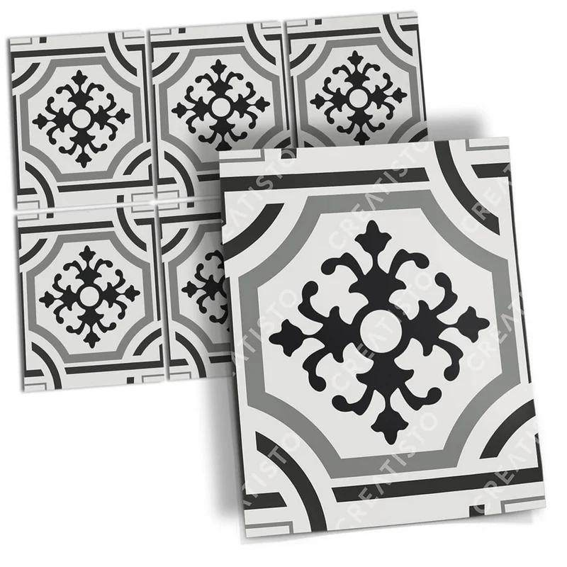 Musterfolie Fliesenaufkleber Set [rechteckig] - Design: Grey ornaments