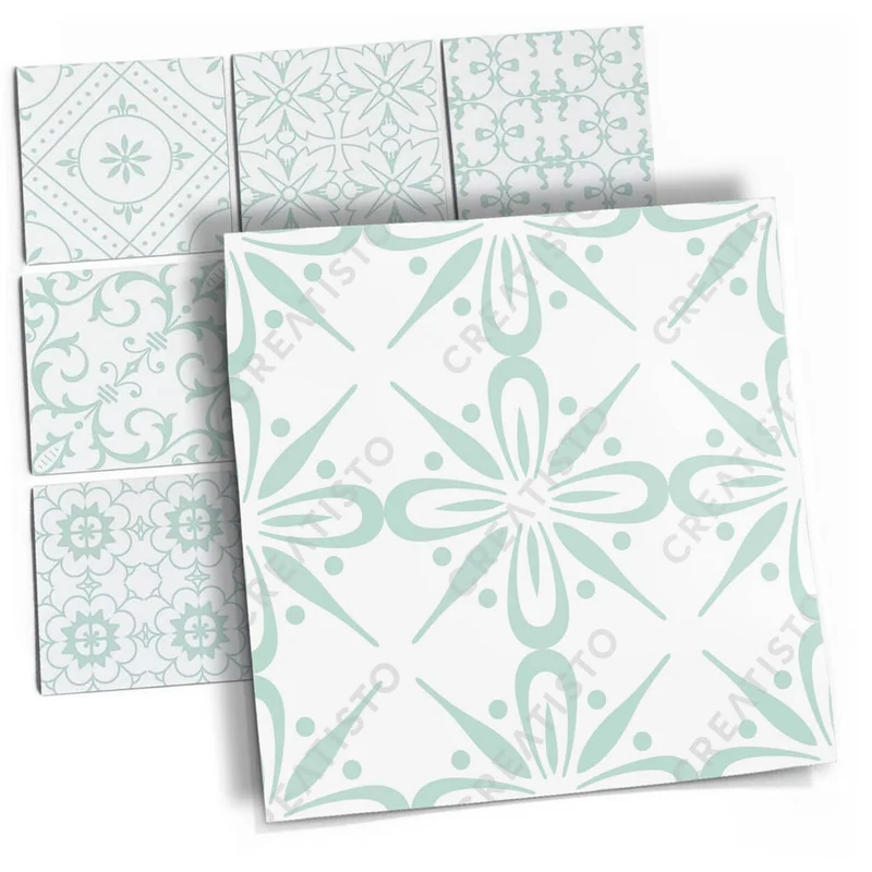 Musterfolie Fliesenaufkleber Set - Design: Türkise Ornamente