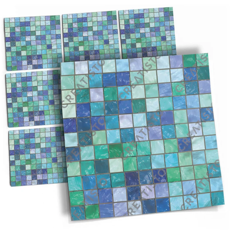 Musterfolie Fliesenaufkleber Set - Design: Mosaik Grün-Blau