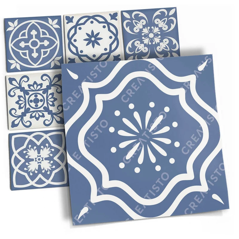 Musterfolie Fliesenaufkleber Set - Design: Nordic Blue Fliesen