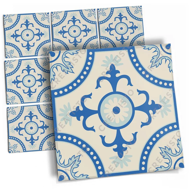Musterfolie Fliesenaufkleber Set - Design: Blue Pattern Line