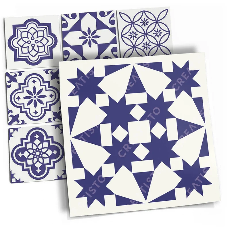 Musterfolie Fliesenaufkleber Set - Design: Azulejo Love