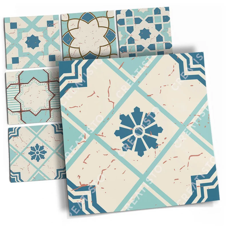Musterfolie Fliesenaufkleber Set - Design: Mediterranean Tile Set - Emerald Green