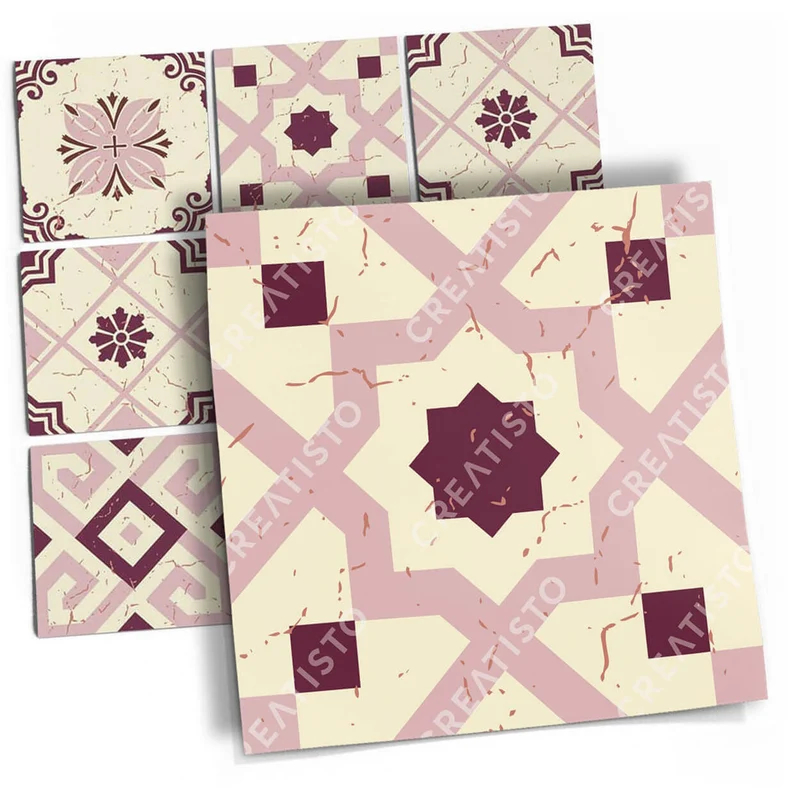 Musterfolie Fliesenaufkleber Set - Design: Mediterranean Tile Set - Red Purple
