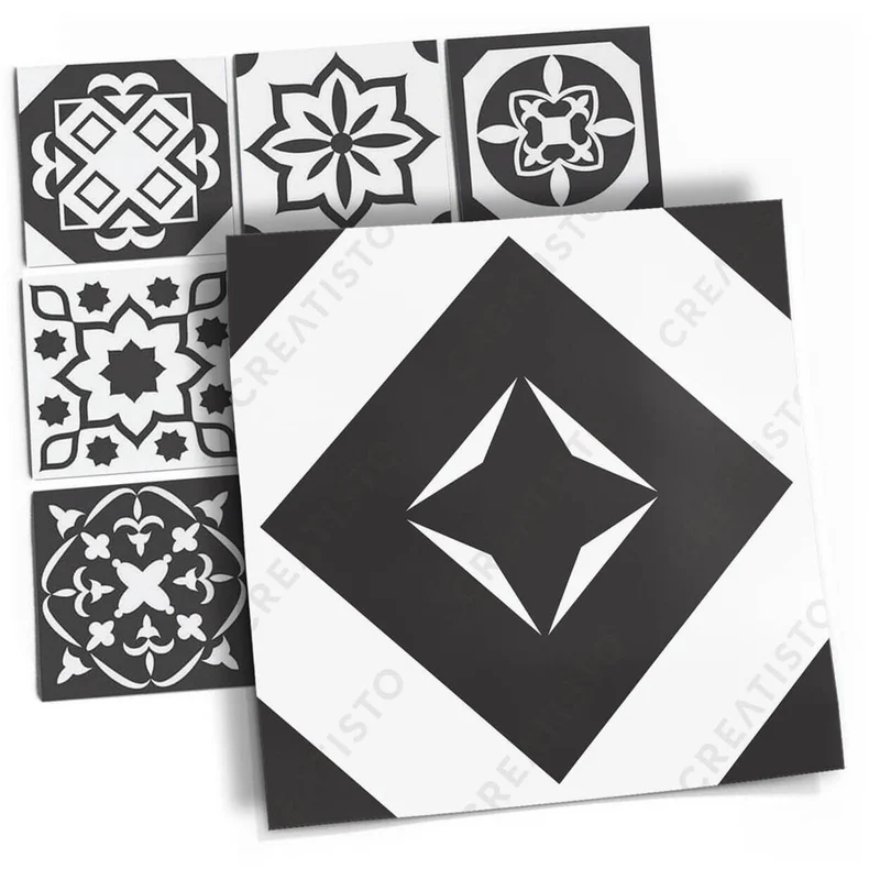 Musterfolie Fliesenaufkleber Set - Design: Schwarz zu weiß