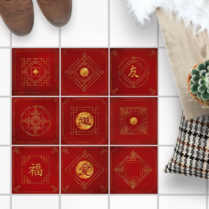 Fliesenaufkleber Boden für Küche & Bad - Design: Chinese Tiles