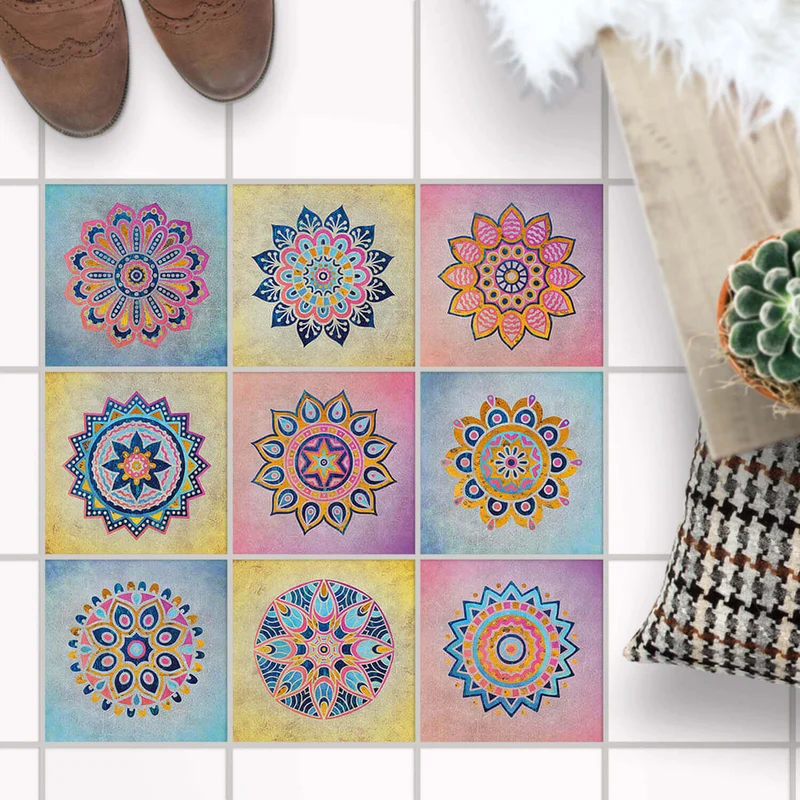 Fliesenaufkleber Boden für Küche & Bad - Design: Indian Tiles
