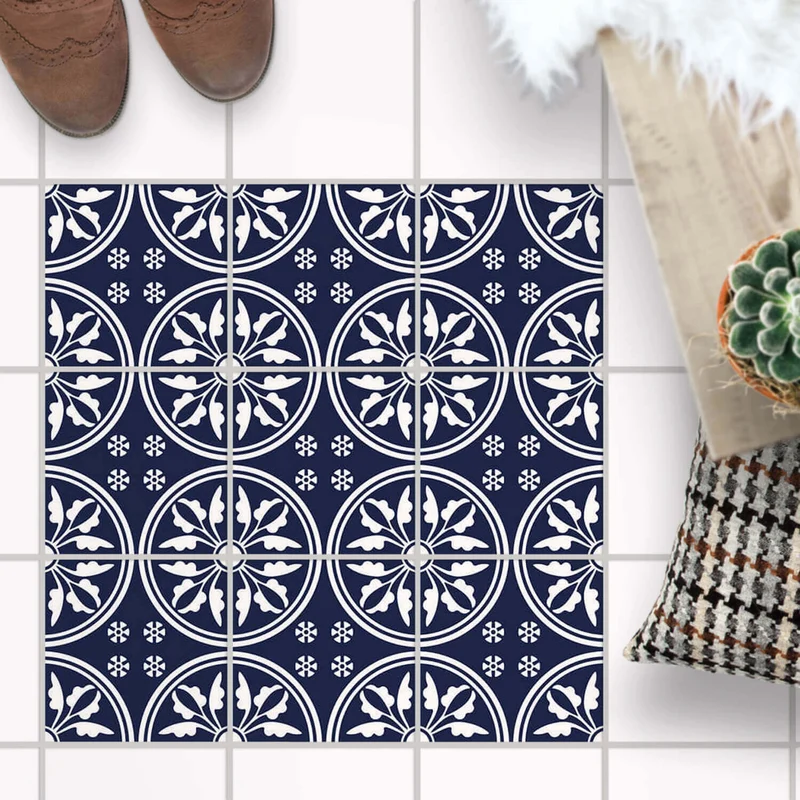 Fliesenaufkleber Boden für Küche & Bad - Design: Deep Blue Pattern