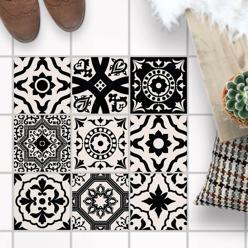 Fliesenaufkleber Boden für Küche & Bad - Design: Autumn Mystery Black