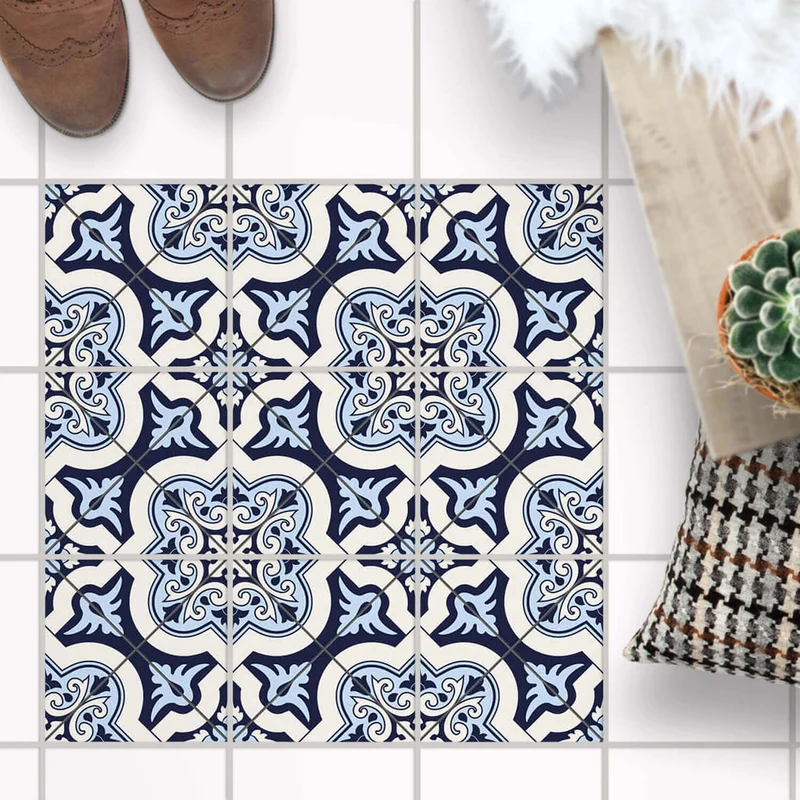 Fliesenaufkleber Boden für Küche & Bad - Design: Azulejo Cross