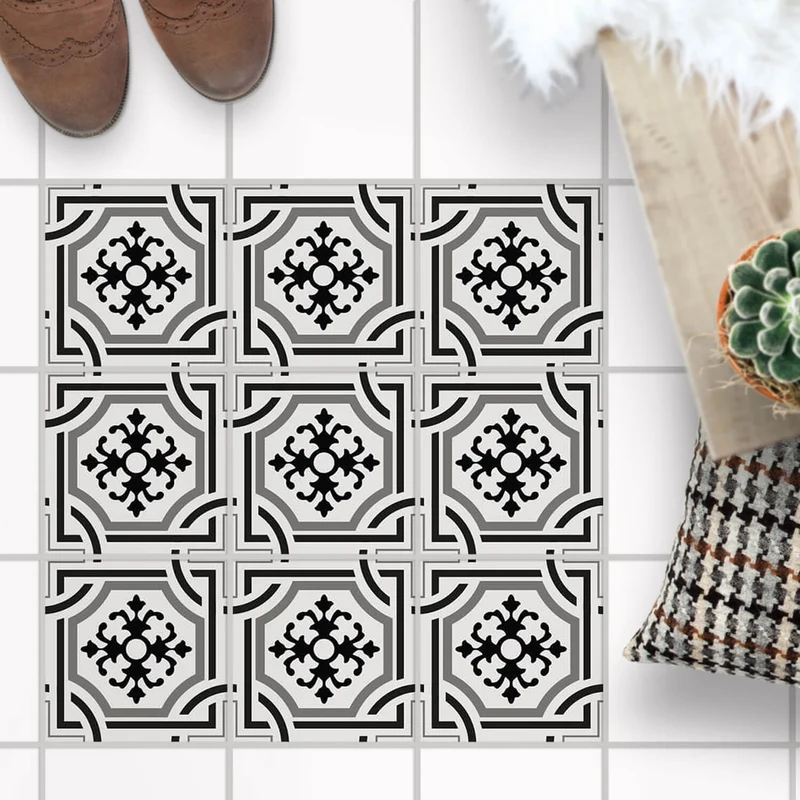 Fliesenaufkleber Boden für Küche & Bad - Design: Grey ornaments