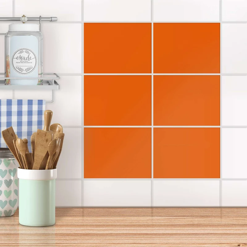 Fliesenfolien unifarben für Küche & Bad - Design: Orange Dark