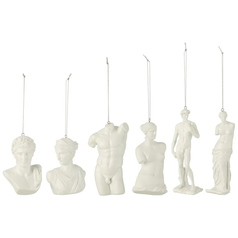 J -Line Anhänger römische Statuen - Polyresin - Weiß - Box von 10