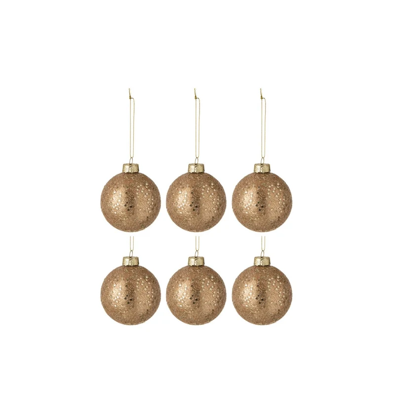J -Linie Weihnachtsballstars - Glas - Bronze - klein - Box von 6