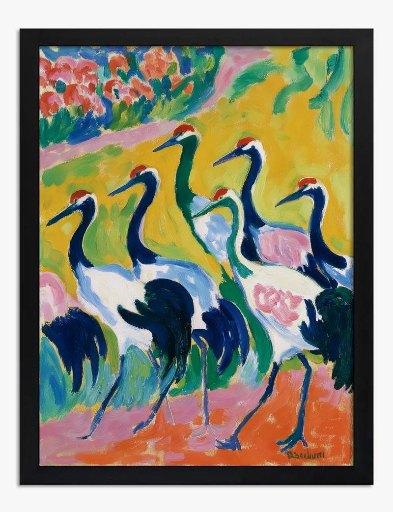 Cranes in Bold Colour Art Print