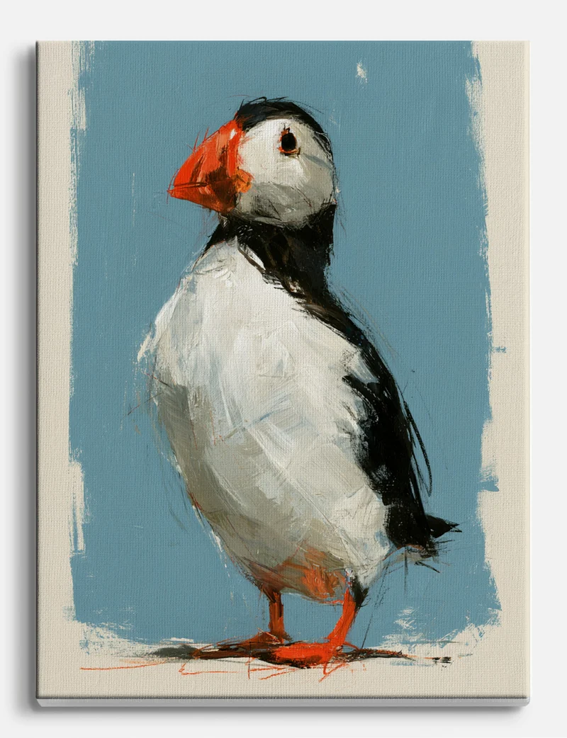 Puffin on Blue Canvas Print