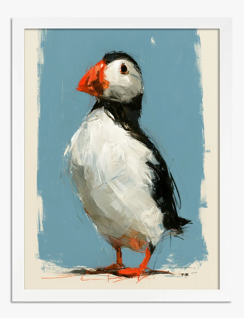 Puffin on Blue Art Print