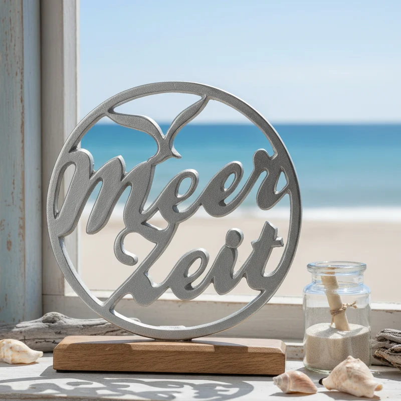 Ocean Breeze Meerzeit Standrelief Silber Holz