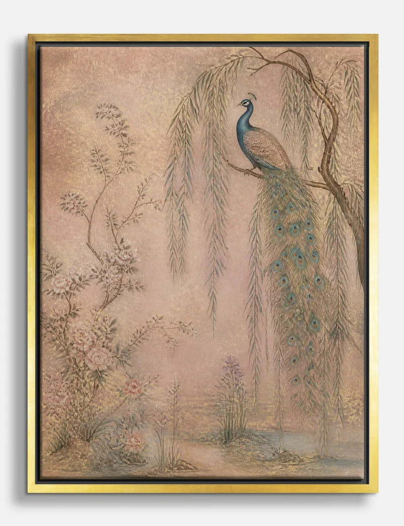 Peacock in the Willow Canvas Print