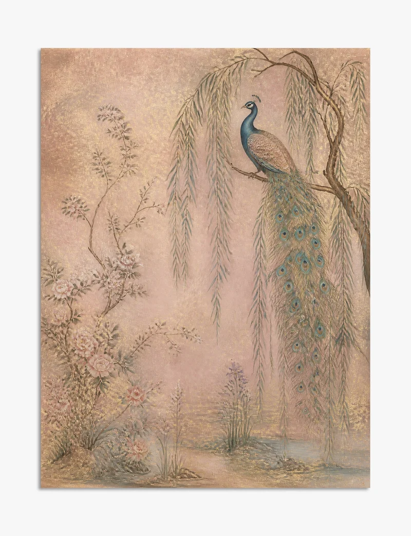 Peacock in the Willow Art Print