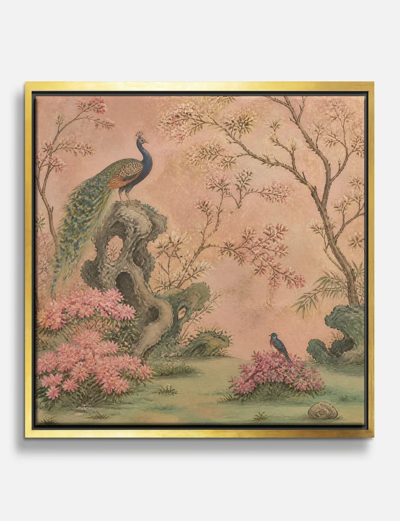 Peacock in the Blossom Garden Canvas Print