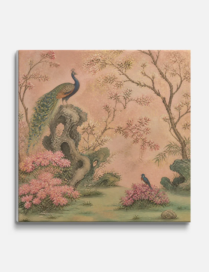 Peacock in the Blossom Garden Canvas Print
