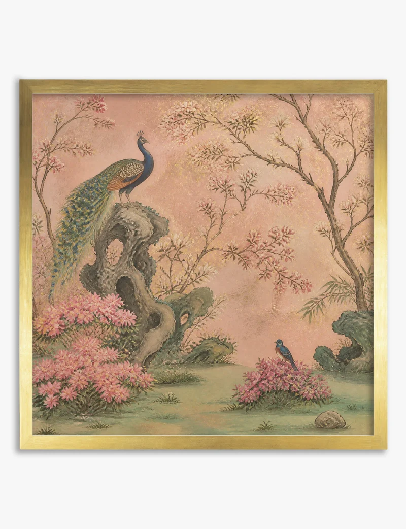 Peacock in the Blossom Garden Art Print