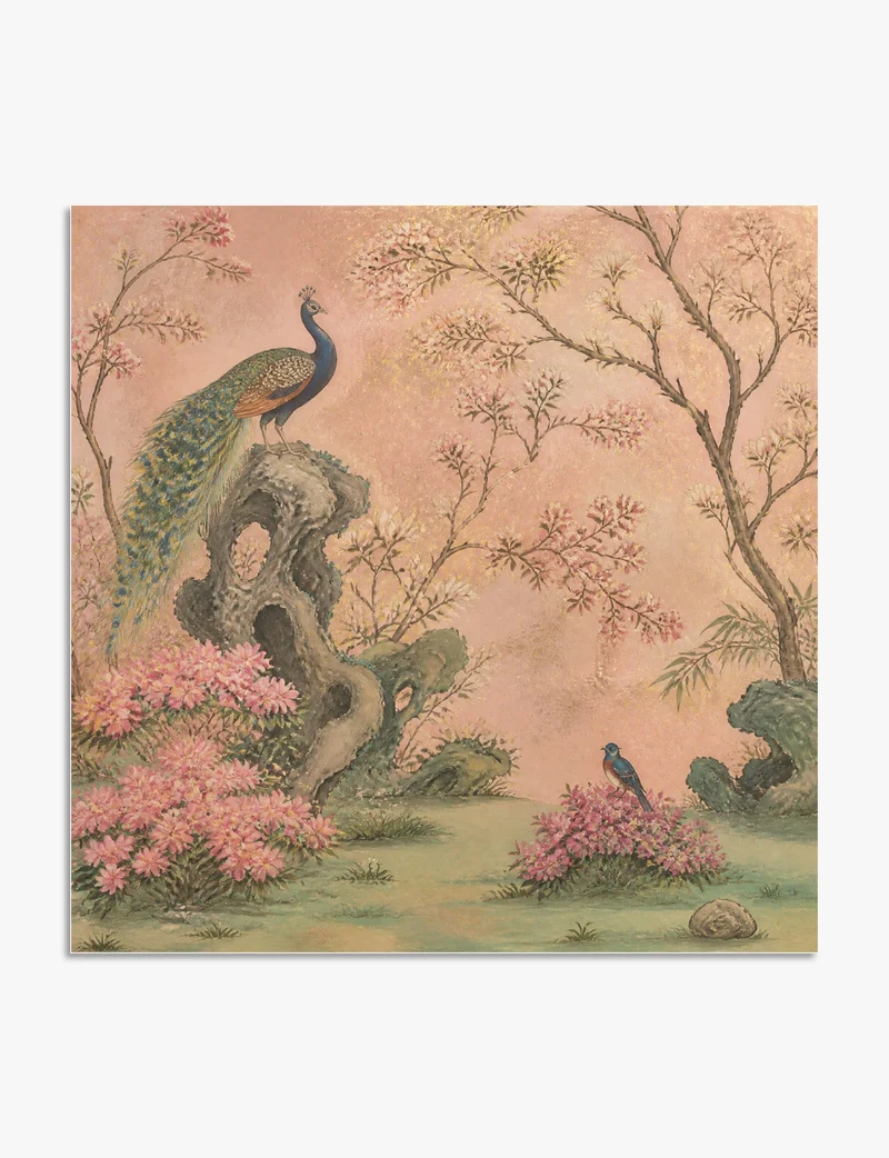 Peacock in the Blossom Garden Art Print