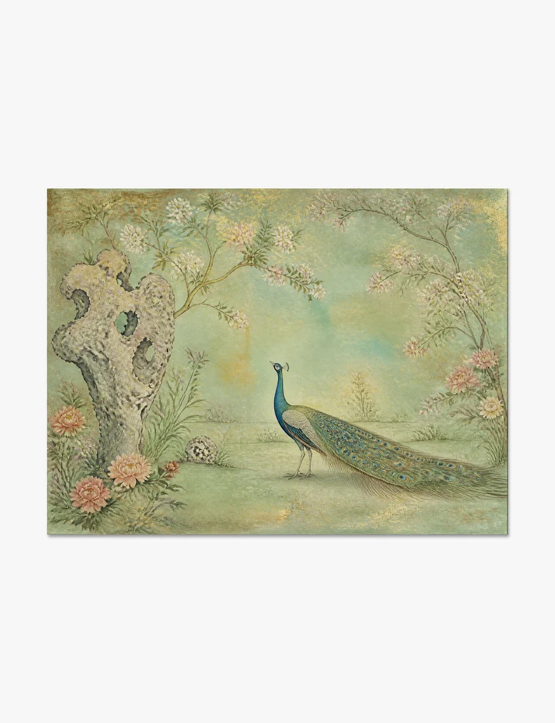 Peacock in a Blossom Garden Art Print