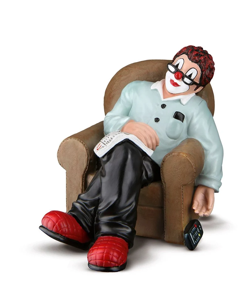 Dekofigur Clown im Sessel Nickerchen Kunstharz Somnio