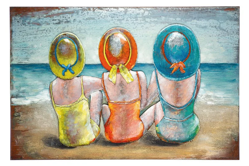 3D Metallbild Beach Ladies 120x80cm handgearbeitet Strandmotiv
