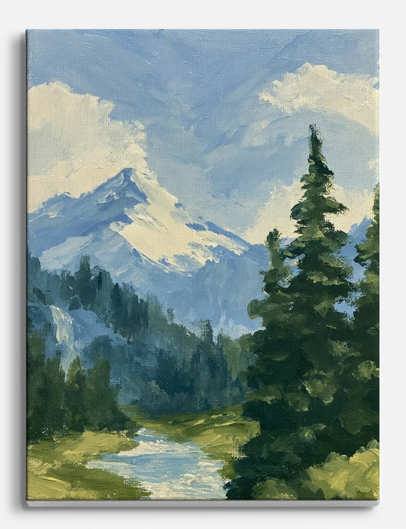 Snow Peak and Pines Canvas Print
