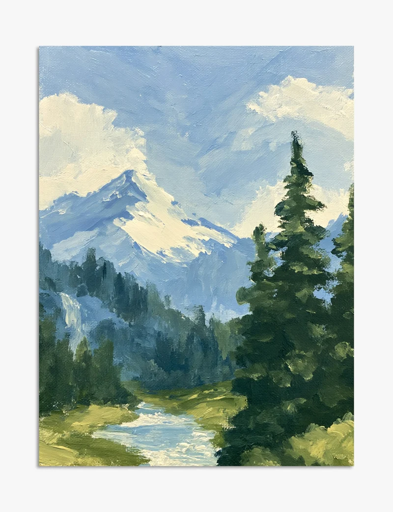 Snow Peak and Pines Art Print