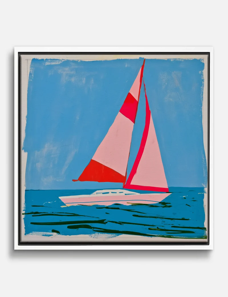 Pink Sails on Blue Water Canvas Print
