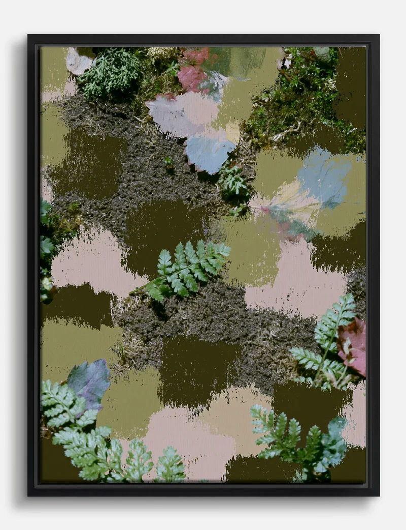 Fern Collage in Olive and Blush Canvas Print