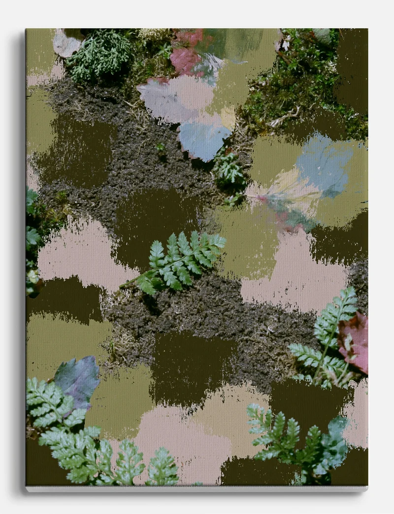 Fern Collage in Olive and Blush Canvas Print