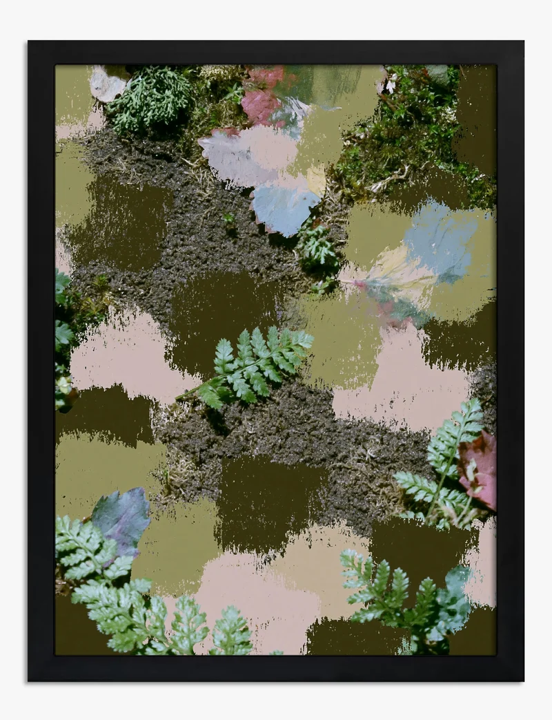 Fern Collage in Olive and Blush Art Print