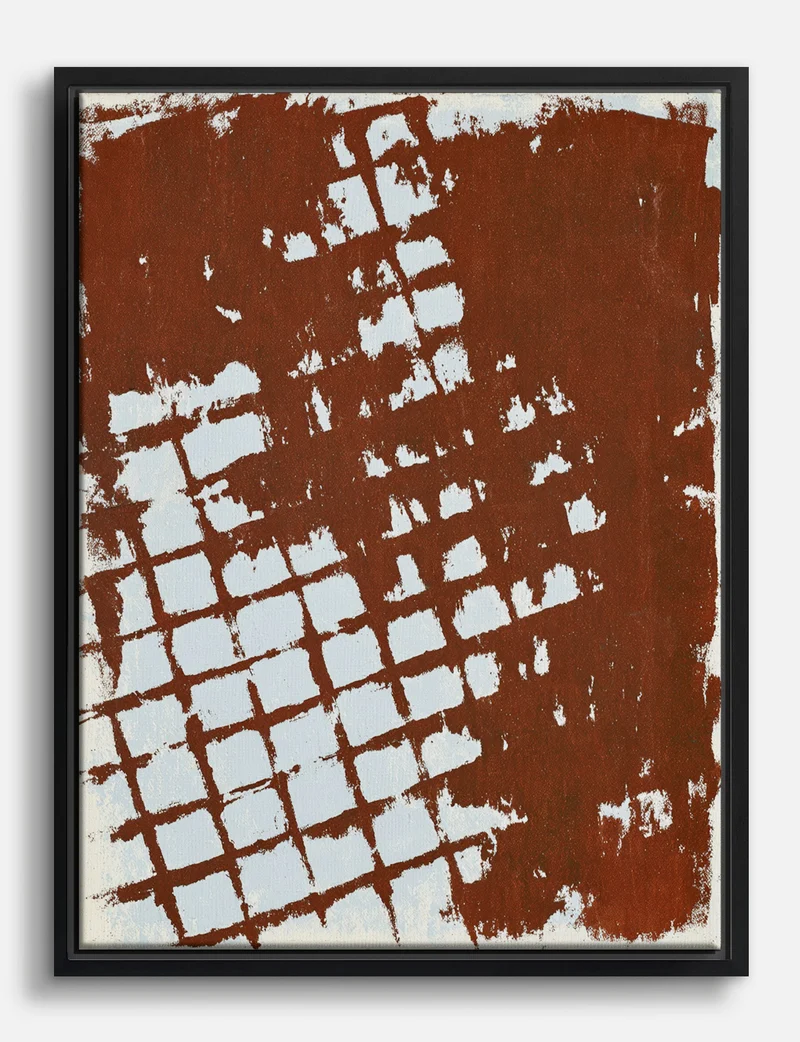 Rust Grid on Pale Blue Canvas Print