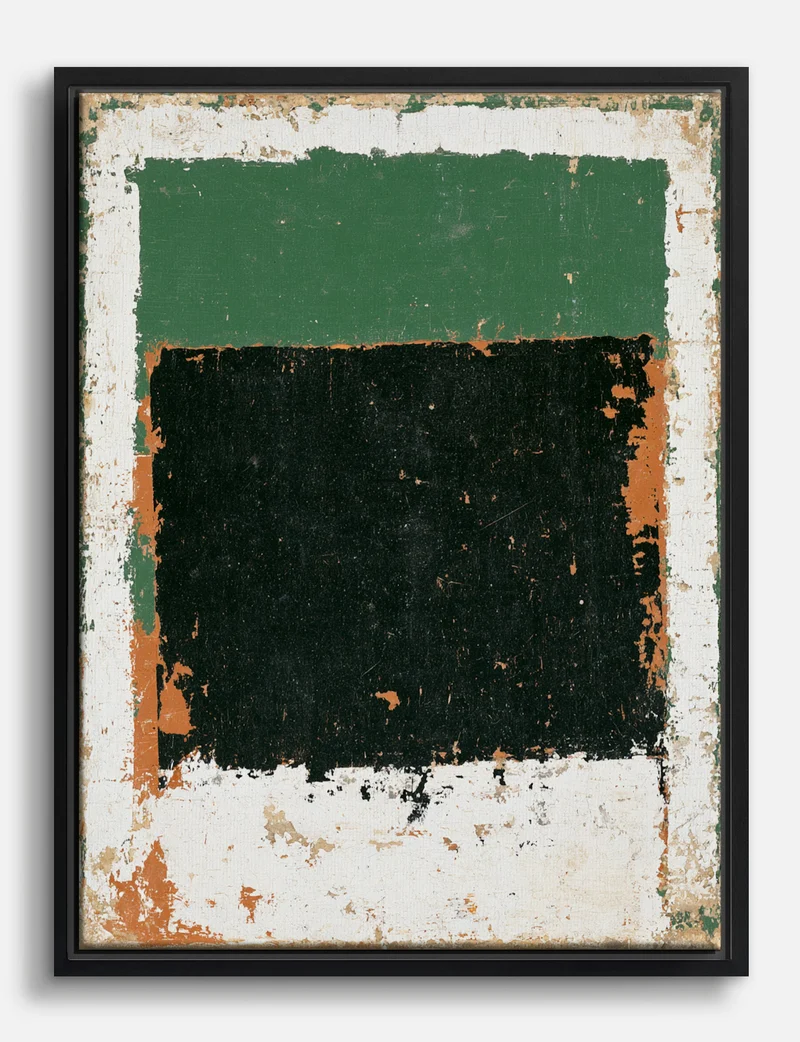 Black Block on Green and White Canvas Print