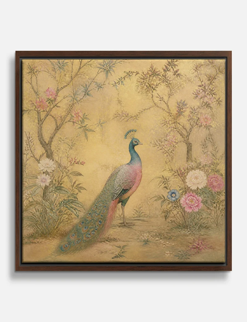 Gilded Peacock in Blossom Canvas Print