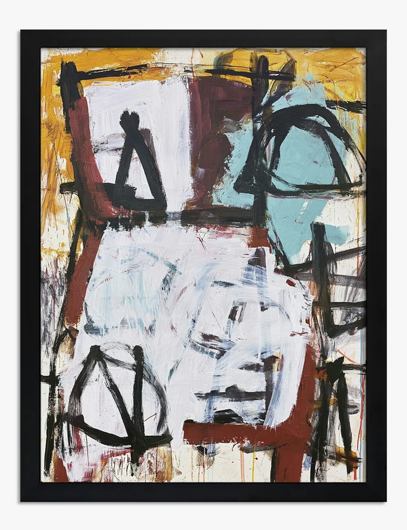 Black Marks and Mustard Ground Art Print