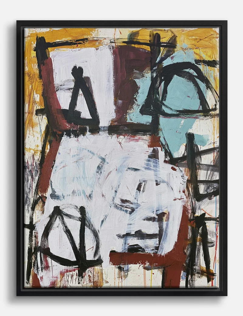 Black Marks and Mustard Ground Canvas Print