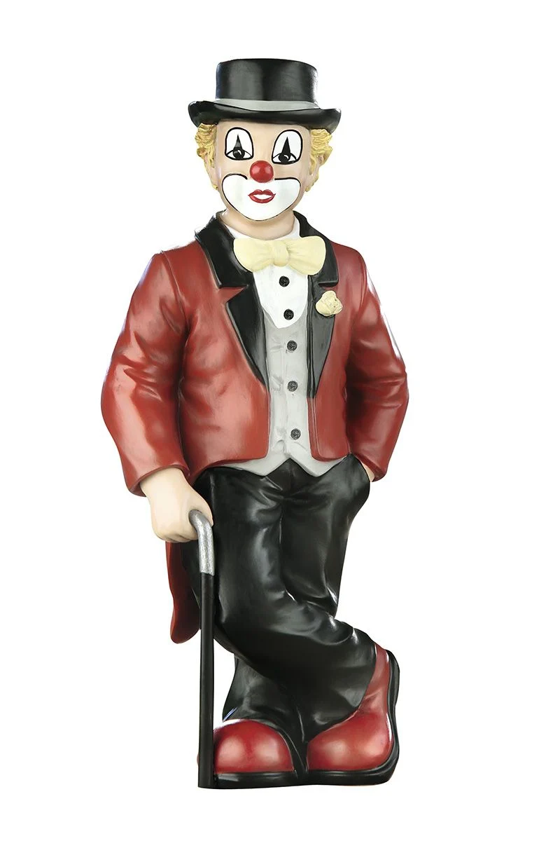 Handgefertigte Gilde Clown Figur 'Der Pfiffikus', in Rot, Kunstharz, 15 cm