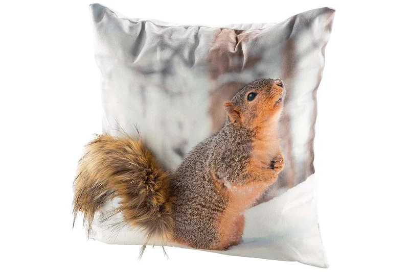 Eichhörnchen Kissen 3er Set, Quadratisch, 45x45 cm, Braun und Creme