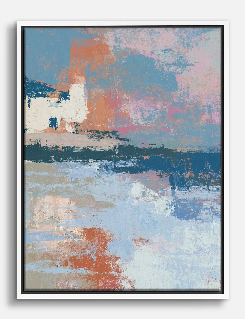 Harbour Light in Blue and Coral Canvas Print