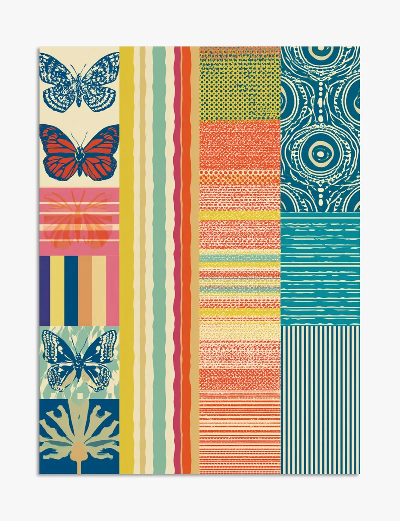 Summer Pattern Patchwork Art Print