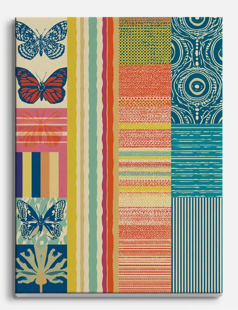 Summer Pattern Patchwork Canvas Print