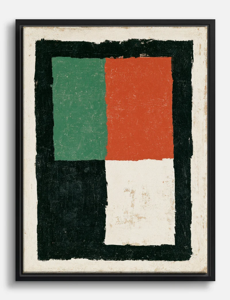 Green Red Black Blocks Canvas Print
